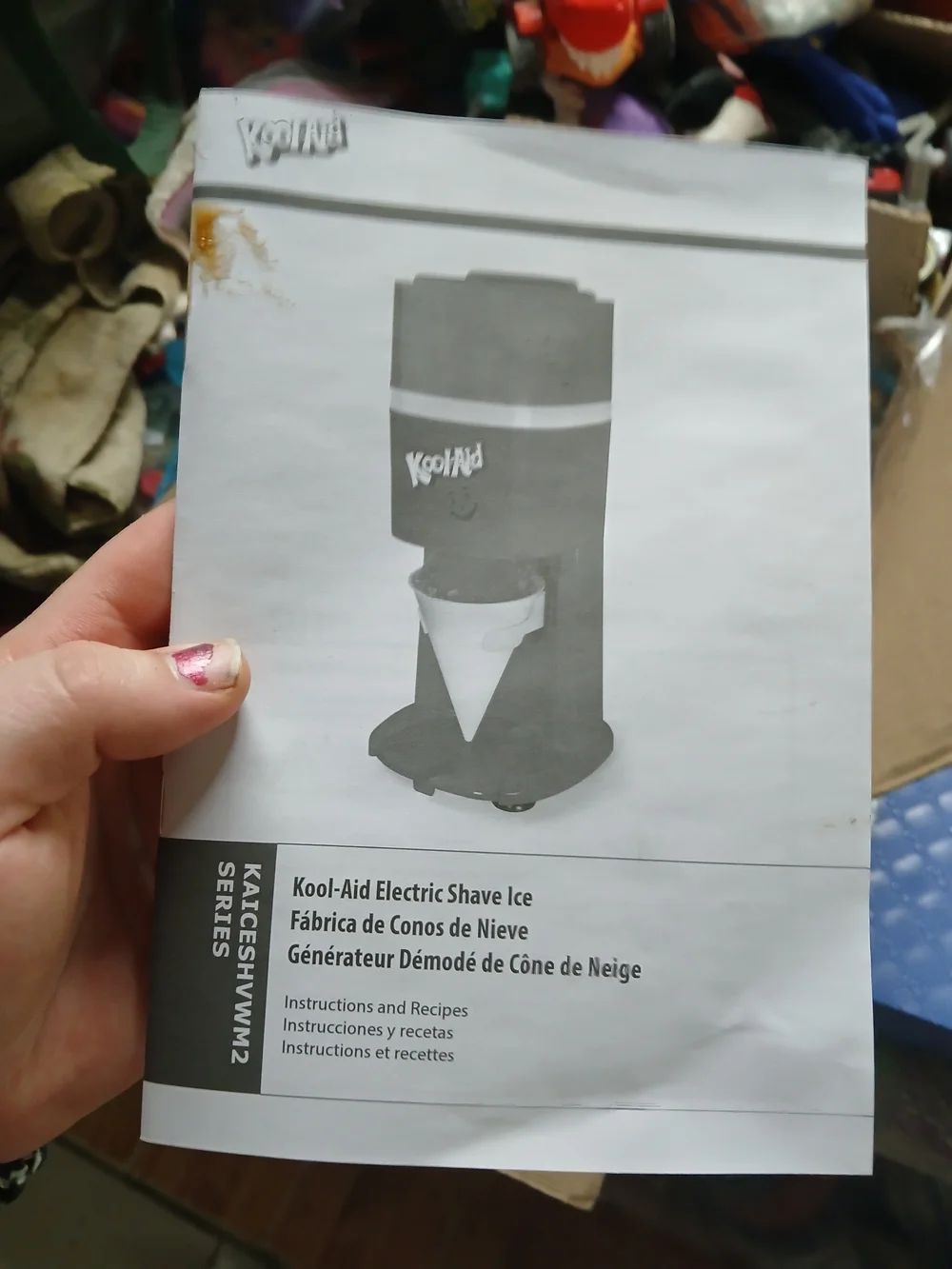 manual for the Kool-Aid Electric Shave Ice and Snow Cone Maker (Model: KAICESHVW
